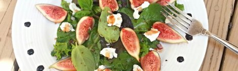 Fig, Goat Cheese and Pignoli Salad with Pomegranate Vinaigrette